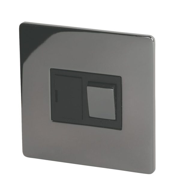 LAP  13A Switched Fused Spur  Black Nickel with Black Inserts