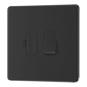 LAP  13A Switched Fused Spur  Matt Black with Colour-Matched Inserts