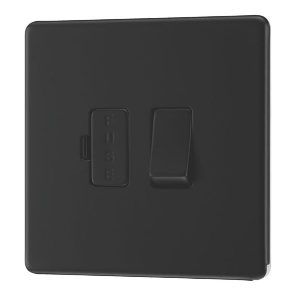 LAP  13A Switched Fused Spur  Matt Black with Colour-Matched Inserts