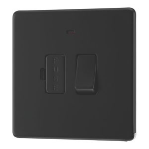 LAP  13A Switched Fused Spur with LED Matt Black with Colour-Matched Inserts