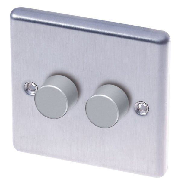 LAP  2-Gang 2-Way LED Dimmer Switch  Brushed Stainless Steel