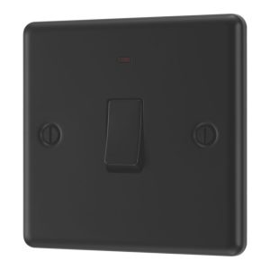 LAP  20A 1-Gang 2-Pole Water Heater Switch Matt Black with LED with Black Inserts