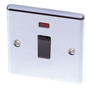 LAP  20A 1-Gang DP Control Switch Polished Chrome with Neon with Black Inserts