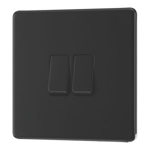 LAP  20A 16AX 2-Gang 2-Way Switch  Matt Black with Colour-Matched Inserts