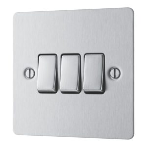 LAP  20A 16AX 3-Gang 2-Way Light Switch  Brushed Stainless Steel