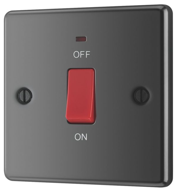 LAP  45A 1-Gang DP Cooker Switch Black Nickel with LED