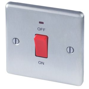 LAP  45A 1-Gang DP Cooker Switch Brushed Stainless Steel with LED