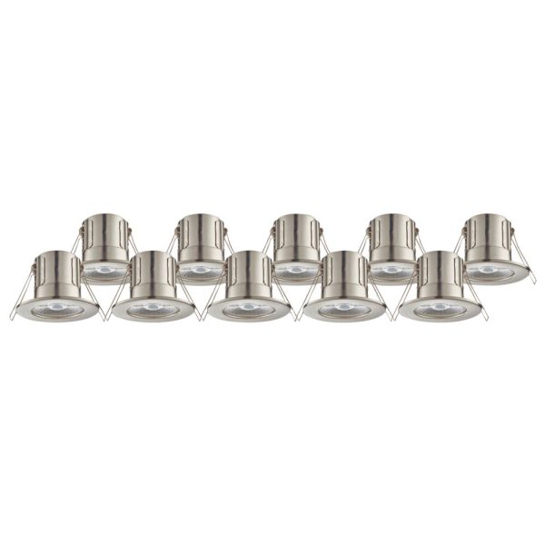 LAP Cosmoseco Fixed  Fire Rated LED Downlights Satin Nickel 5.8W 450lm 10 Pack