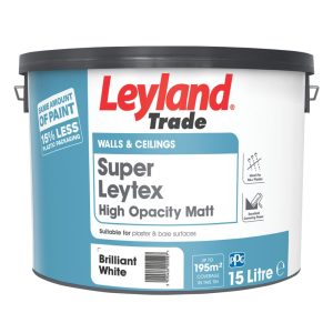 Leyland Trade Super Leytex 15Ltr Brilliant White Matt Emulsion  Paint