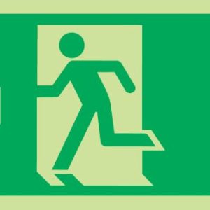 Nite-Glo  Photoluminescent "Fire Exit" Left Arrow Sign 150mm x 450mm