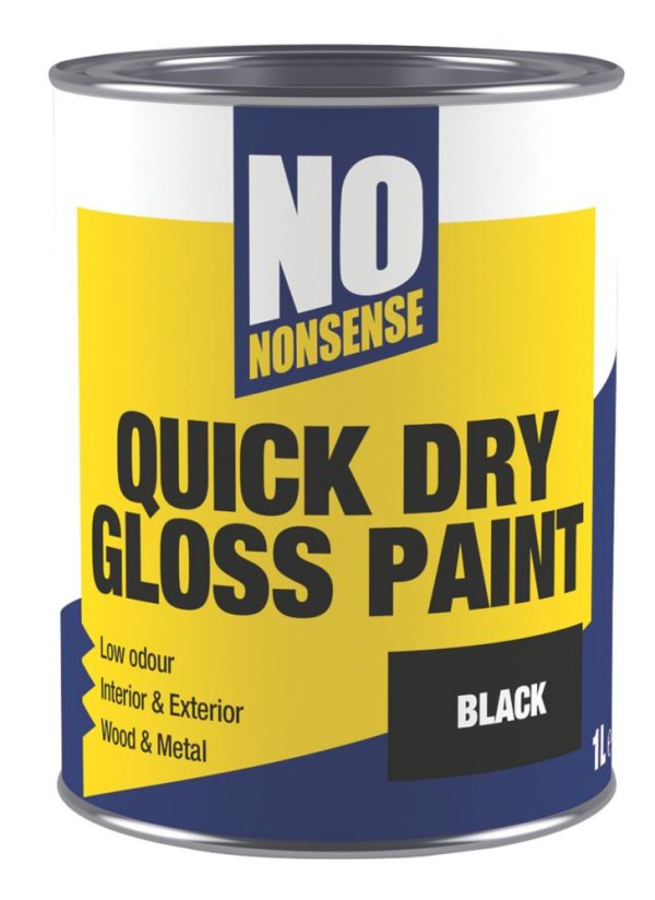 No Nonsense 1Ltr Black Gloss Water-Based Trim Paint