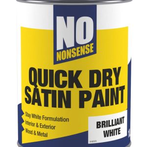 No Nonsense 1Ltr Brilliant White Satin Water-Based Trim Paint