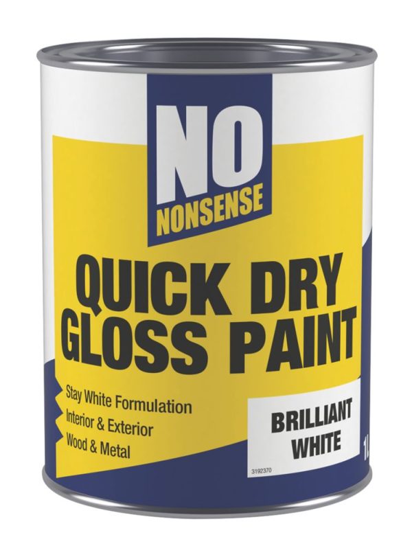 No Nonsense 1Ltr Pure Brilliant White Gloss Water-Based Trim Paint