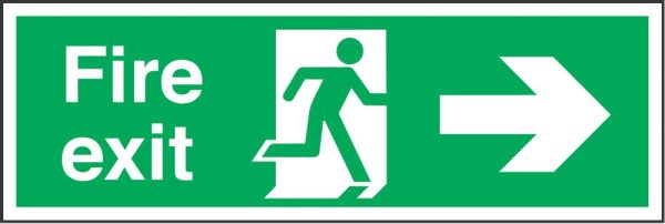 Non Photoluminescent "Fire Exit" Right Arrow Sign 150mm x 450mm
