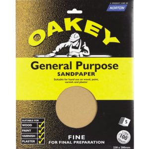 Oakey  100 Grit  Glass Paper 280mm x 230mm 5 Pack