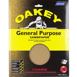 Oakey  40 Grit  Glass Paper 280mm x 230mm 5 Pack