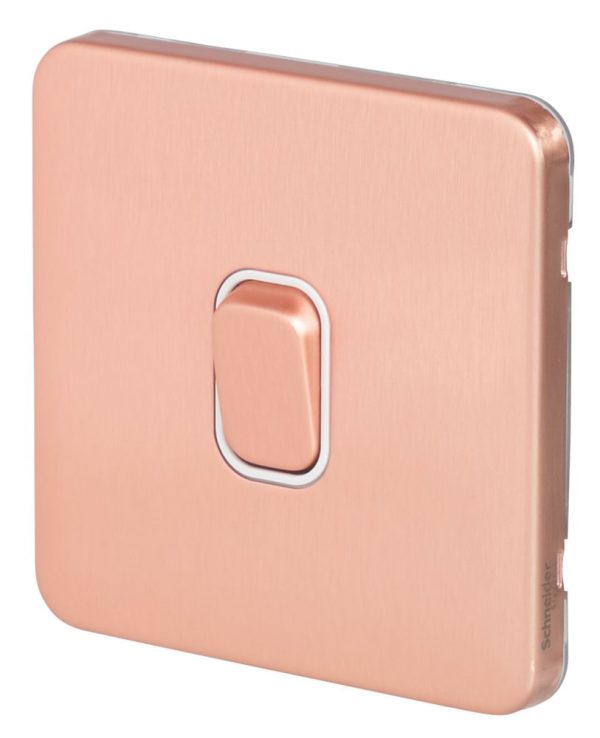 Schneider Electric Lisse Deco 10AX 1-Gang 1-Way Intermediate Switch  Copper with White Inserts
