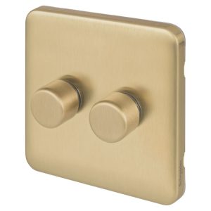 Schneider Electric Lisse Deco 2-Gang 2-Way  Dimmer Switch  Satin Brass