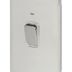 Schneider Electric Lisse Deco 50A 2-Gang DP Cooker Switch Polished Chrome with LED with White Inserts