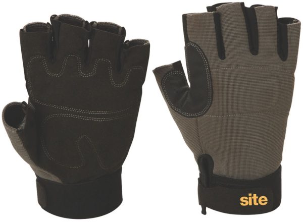 Site  Fingerless Performance Gloves Grey/Black Large