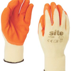 Site  Latex Builders Gloves Orange/Yellow Small