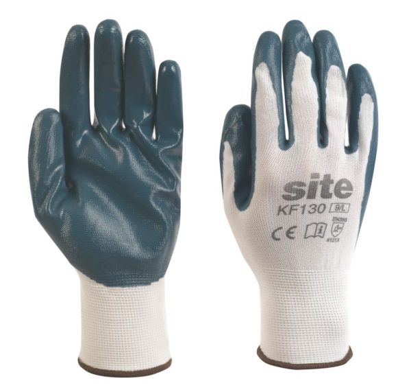 Site  Nitrile Coated Gloves White/Blue X Large