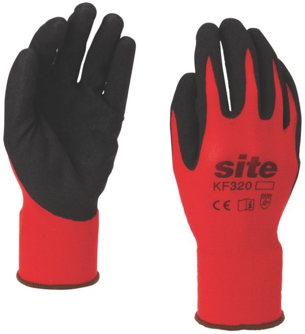 Site  Nitrile Foam Coated Gloves Red/Black Small
