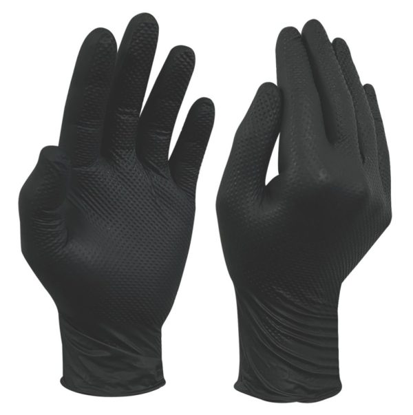 Site  Nitrile Powder-Free Disposable Grip Gloves Black Large 50 Pack