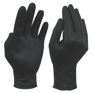 Site  Nitrile Powder-Free Disposable Grip Gloves Black Medium 50 Pack