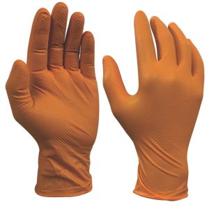 Site  Nitrile Powder-Free Disposable Grip Gloves Orange Medium 50 Pack