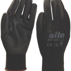 Site  PU Palm Dip Gloves Black Large