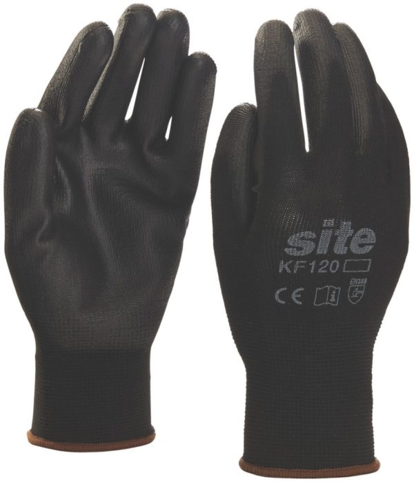 Site  PU Palm Dip Gloves Black Large