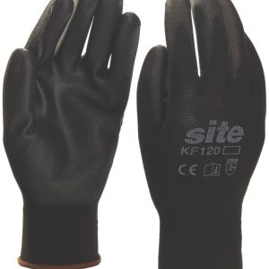 Site  PU Palm Dip Gloves Black Medium