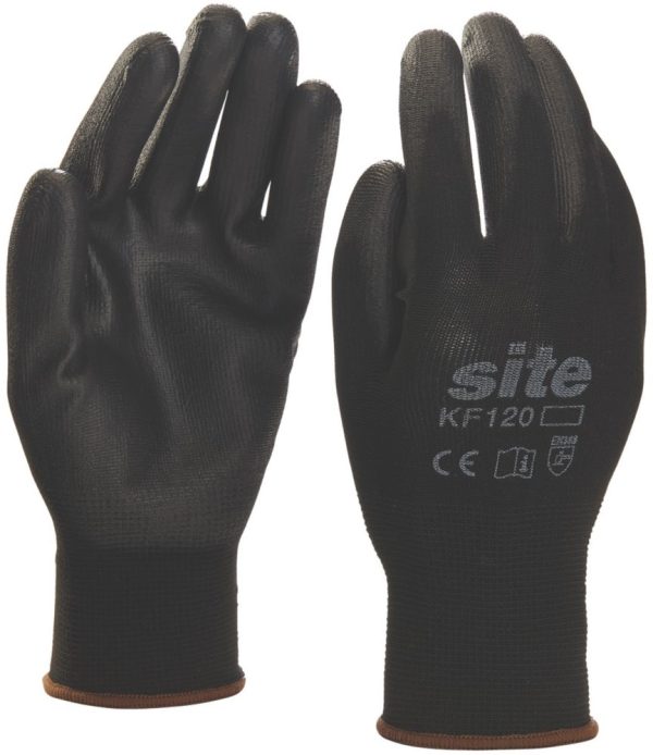 Site  PU Palm Dip Gloves Black Medium