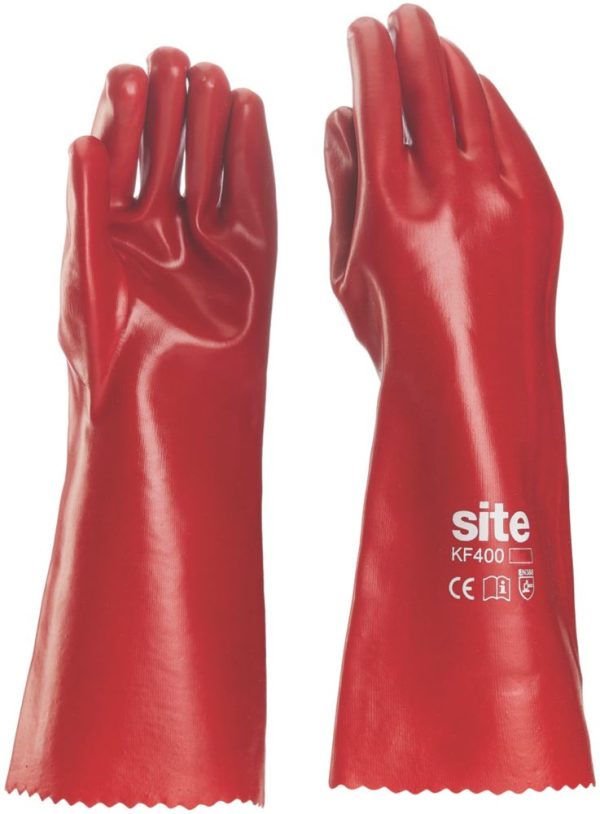 Site  PVC 16" Gauntlets Red Large