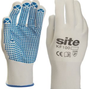 Site  PVC Dot Gripper Gloves White Large