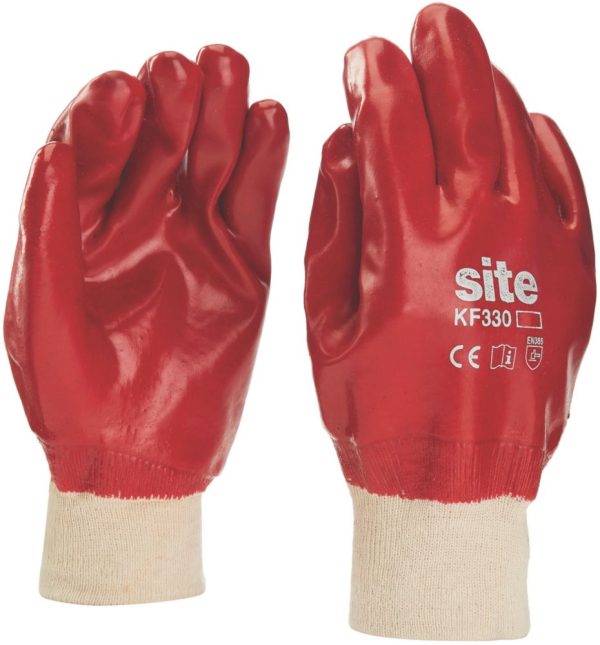 Site  PVC Fully-Coated Gloves Red Large