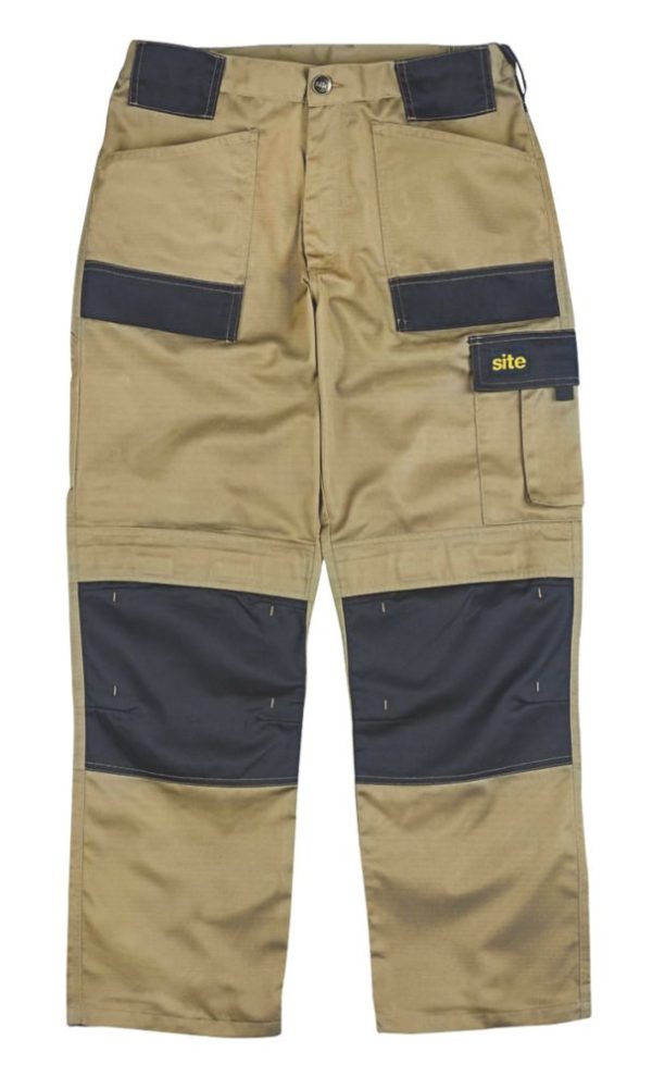Site Pointer Work Trousers Stone / Black 30" W 32" L