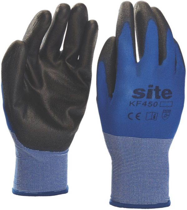 Site  Premium PU Gloves Blue/Black Large