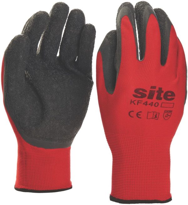 Site  Superlight Latex Gripper Gloves Red/Black Large