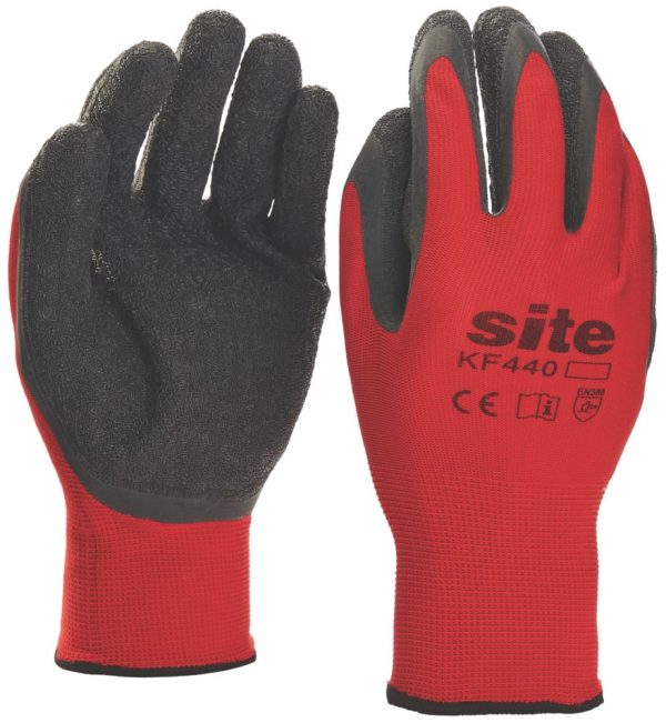 Site  Superlight Latex Gripper Gloves Red/Black Medium