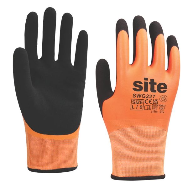 Site  Thermal Waterproof Gloves Orange/Black Large