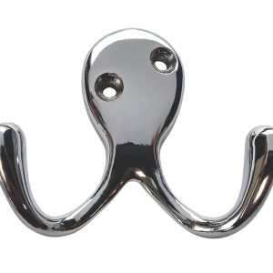 Smith & Locke Double Robe Hooks Polished Chrome 55mm 5 Pack