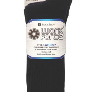 SockShop  Cushioned Foot Work Socks Black 6-11 2 Pairs