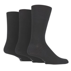 SockShop  Gentle Grip Plain Socks Black 6-11 3 Pairs