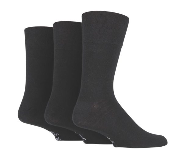 SockShop  Gentle Grip Plain Socks Black 6-11 3 Pairs