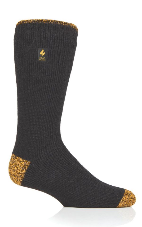 SockShop Heat Holders Reinforced Socks  Black/Yellow 6-11 1 Pair
