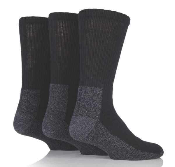 SockShop  Heavy Duty Safety Boot Socks Black 4-8 3 Pairs