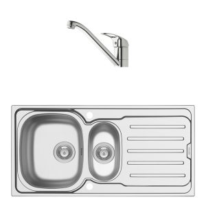 Swirl  1.5 Bowl Brass Kitchen Sink & Tap Pack 1000mm x 500mm