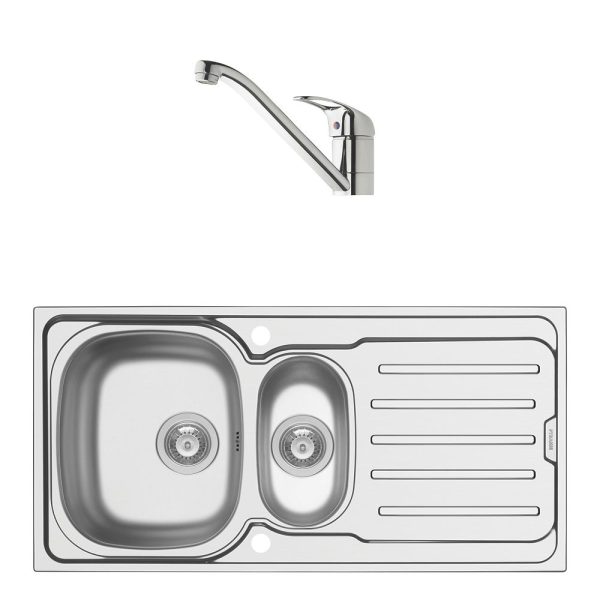 Swirl  1.5 Bowl Brass Kitchen Sink & Tap Pack 1000mm x 500mm